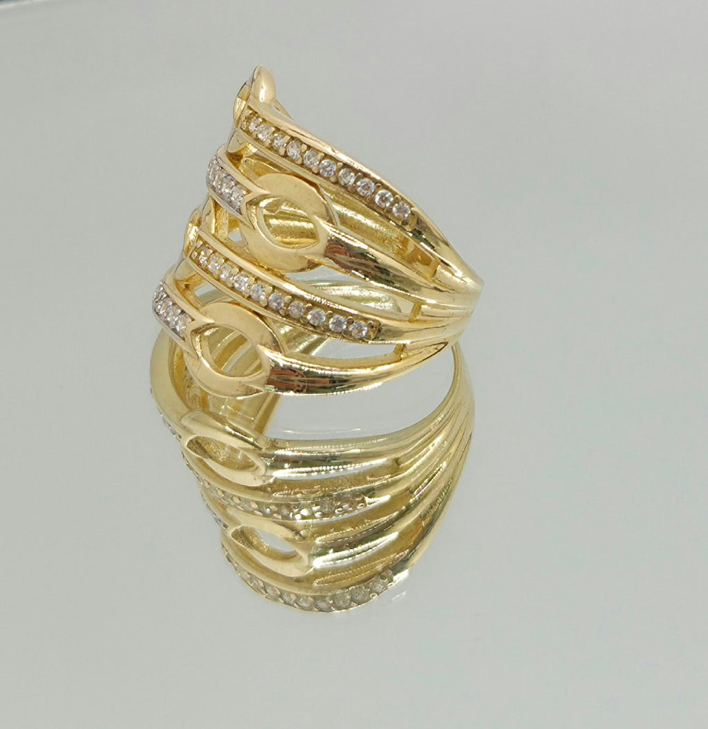 14K ELEGANT CZ CHAIN RING – 7 – JY Jewelry Wholesale