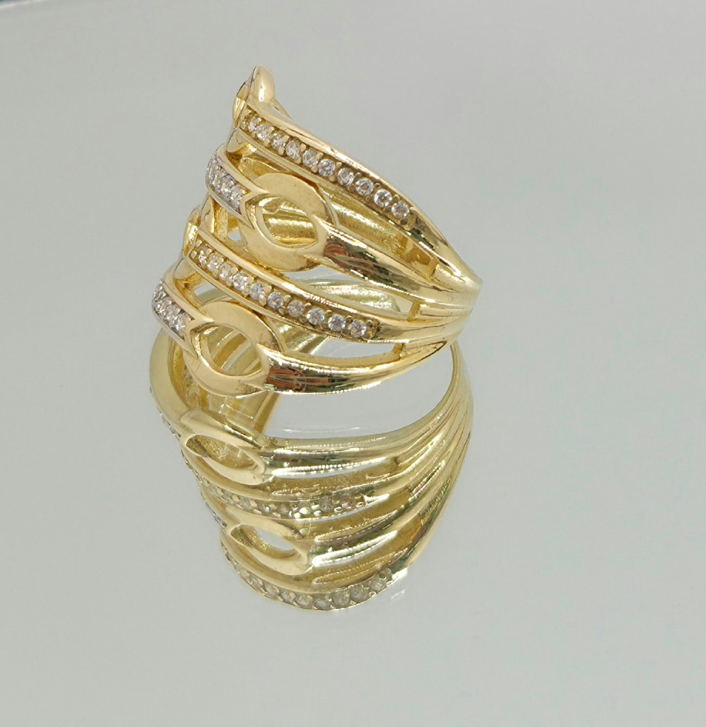 14K ELEGANT CZ CHAIN RING – 7 – JY Jewelry Wholesale