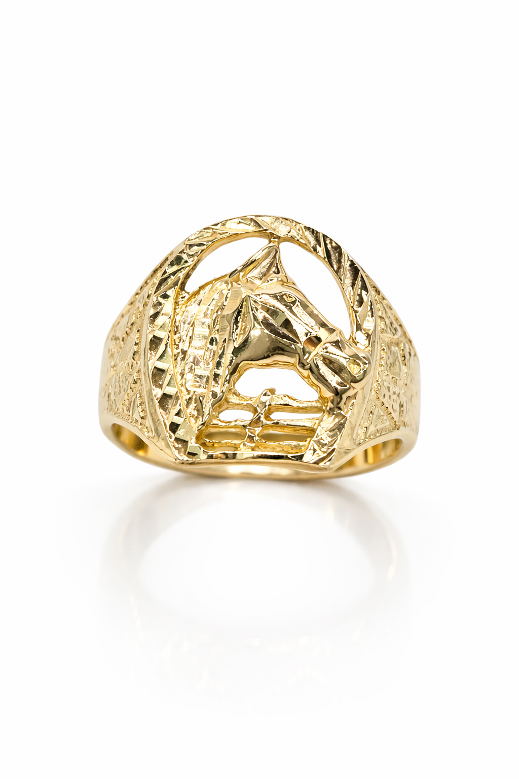 10K NUGGETS DETAILS HORSE RING – 9.5 – JY Jewelry Wholesale