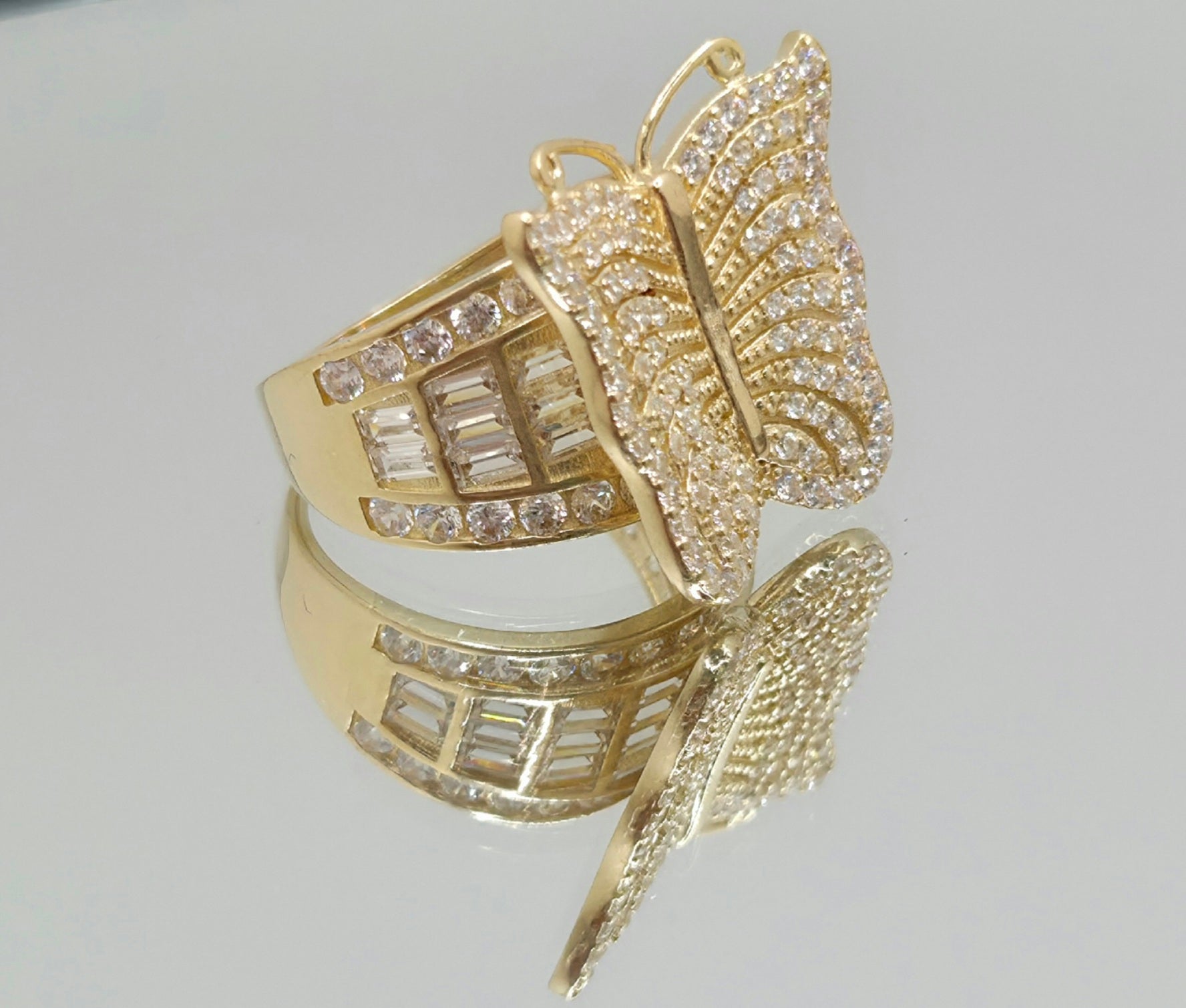 14K CZ BIG BUTTERFLY RING – 7 – JY Jewelry Wholesale