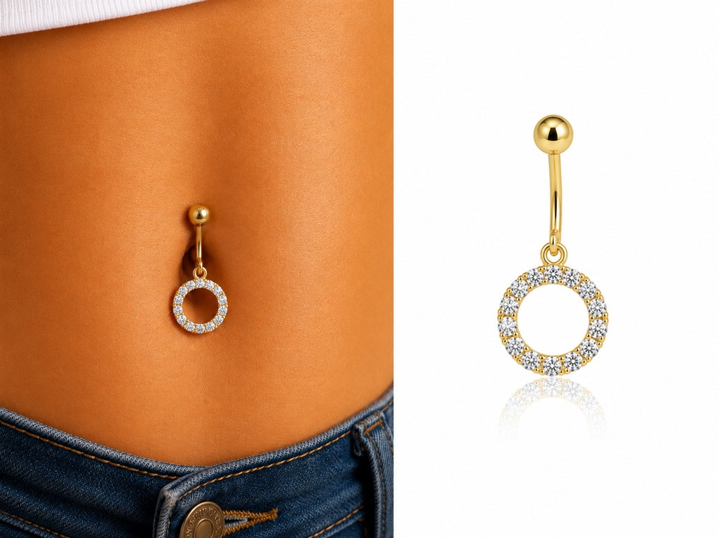 10K CZ HALO BELLY PIERCING – S – JY Jewelry Wholesale