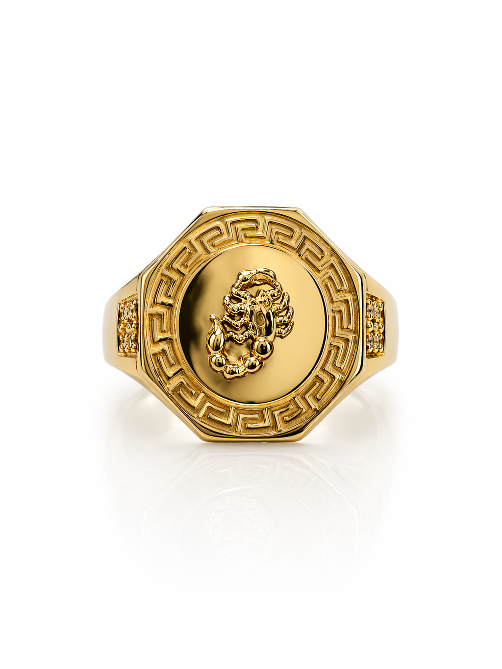 10K SOLID GREEK DESIGN FRAME SCORPION ROUND RING – 10 – JY Jewelry Wholesale