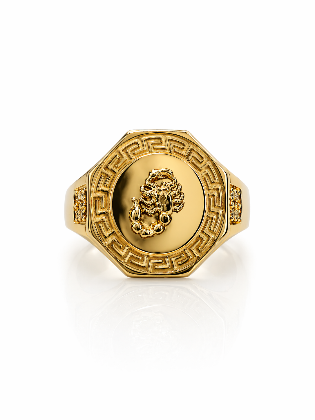 10K SOLID GREEK DESIGN FRAME SCORPION ROUND RING – 10 – JY Jewelry Wholesale