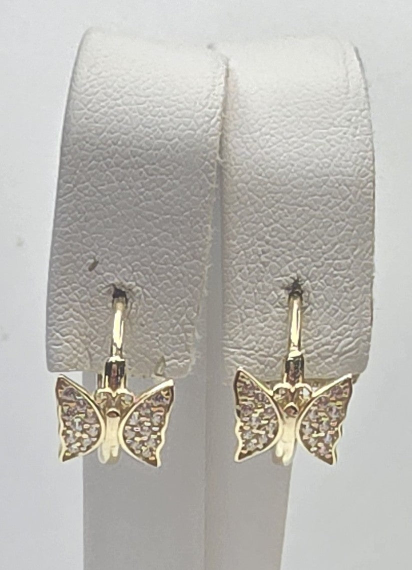 10K CZ BUTTERFLY HOOPS EARRINGS – SMALL – JY Jewelry Wholesale