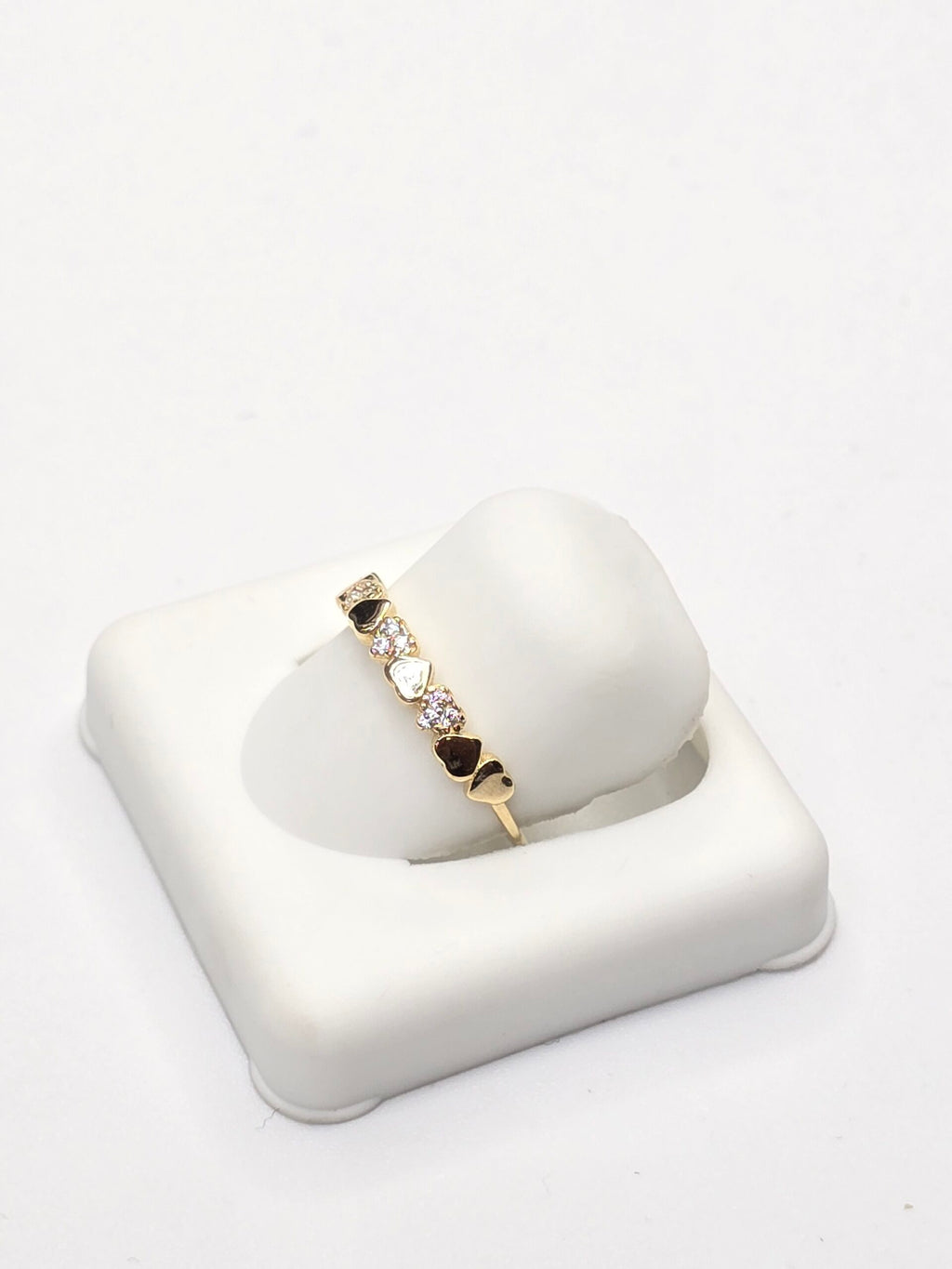 14K CZ AND PLAIN SMALL HEARTS RING – 7 – JY Jewelry Wholesale