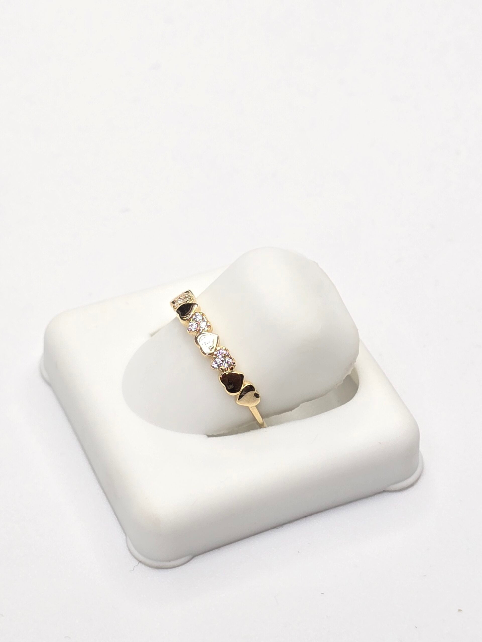 14K CZ AND PLAIN SMALL HEARTS RING – 7 – JY Jewelry Wholesale