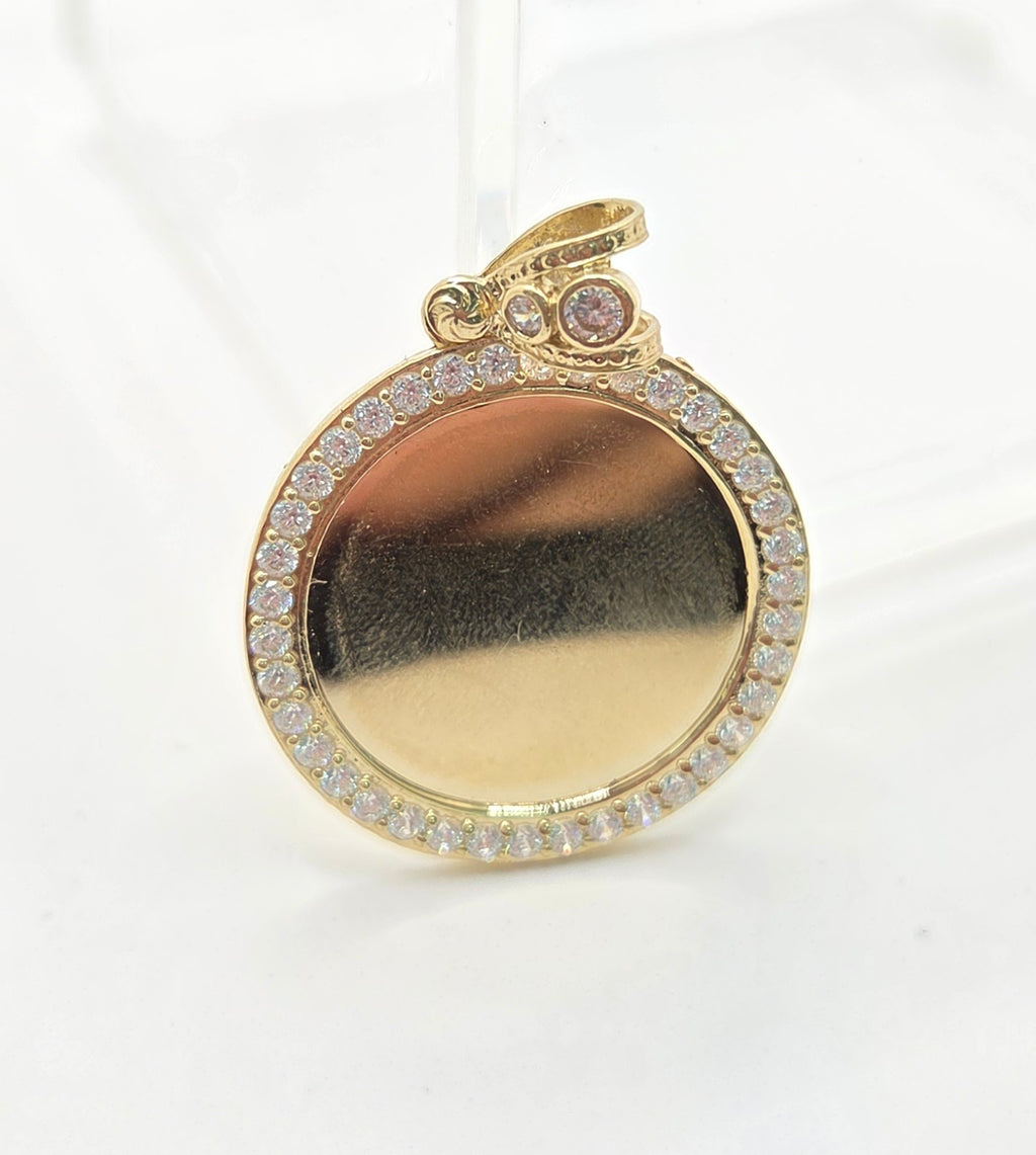 10K CZ FRAME ROUND MEMORIAL PENDANT – 30mm X 30mm – JY Jewelry Wholesale