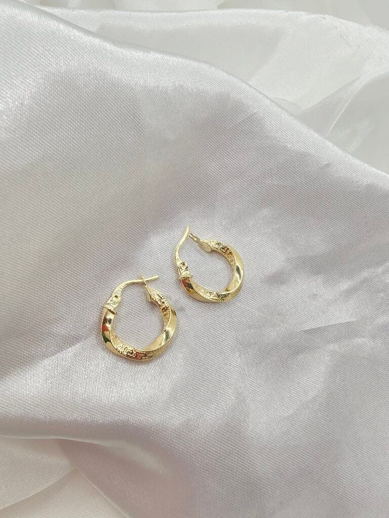 14K GREEK DESING CROOKED HOOPS EARRINGS – 1 – JY Jewelry Wholesale