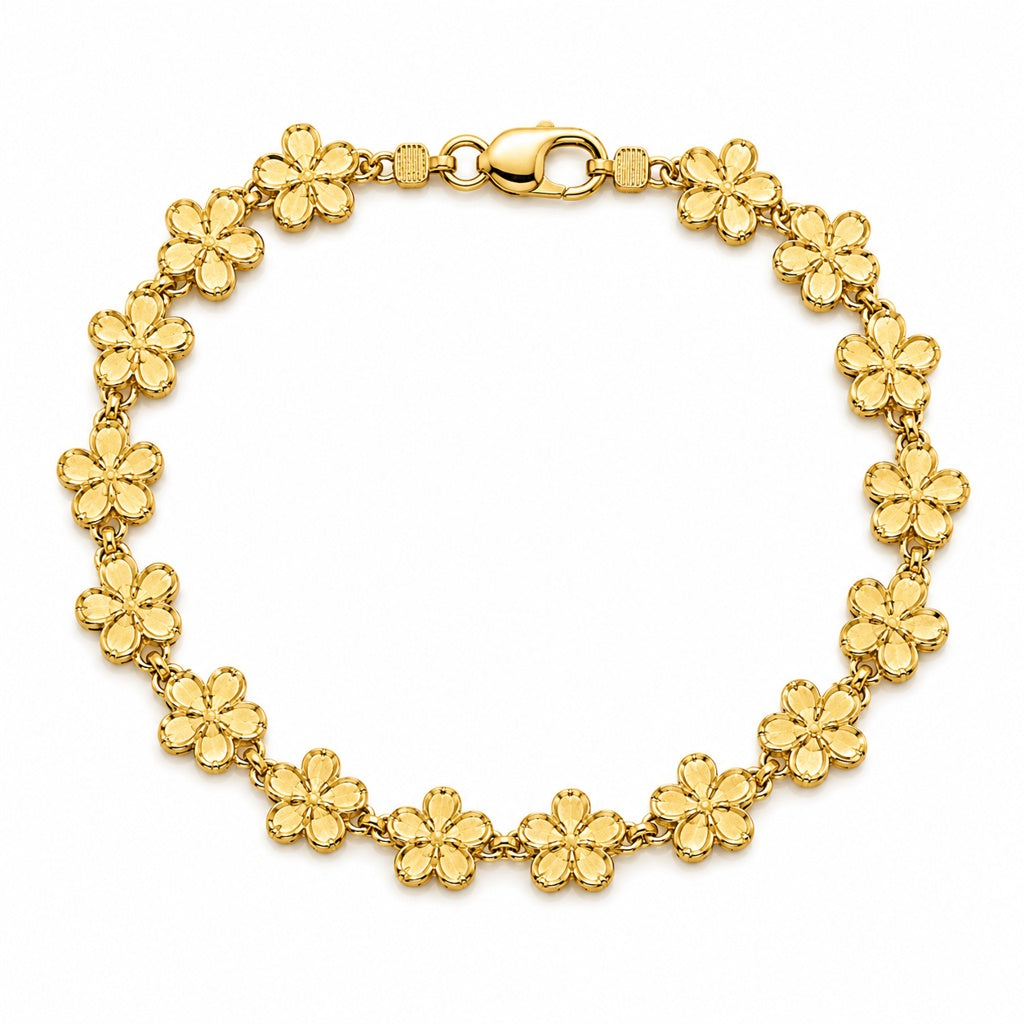 10K SMALL GOLDEN FLOWERS BRACELET – 7.5" – JY Jewelry Wholesale