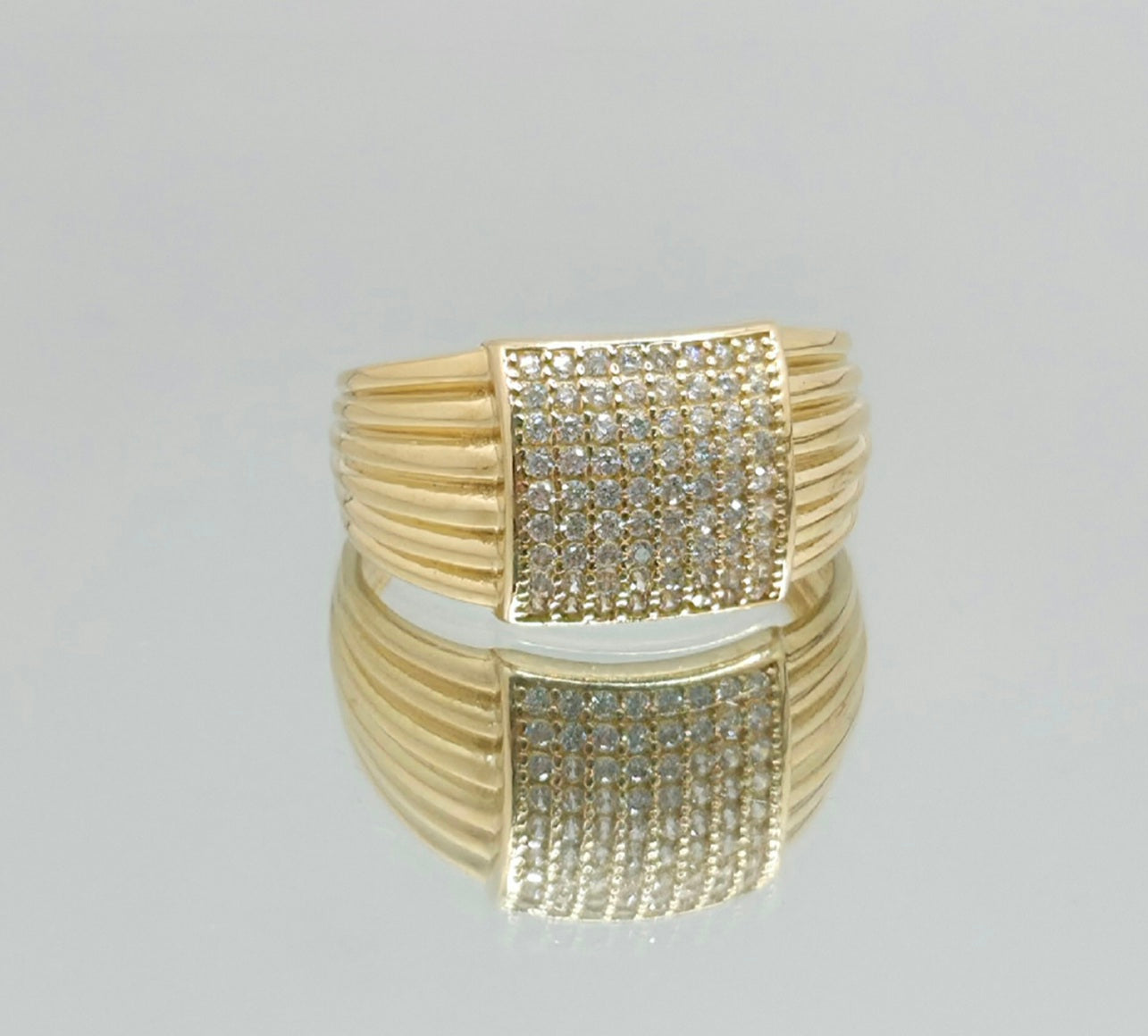 14K CZ SQUARE VINTAGE STYLE RING – 8 – JY Jewelry Wholesale