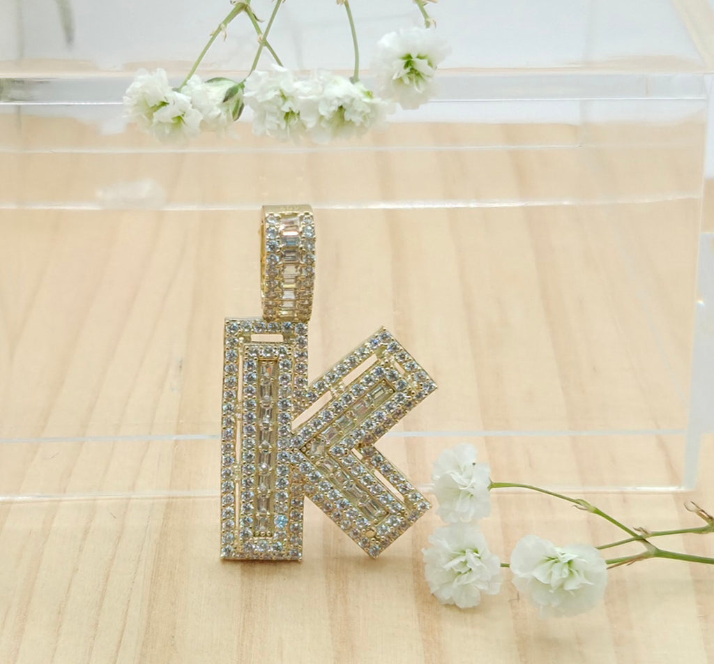 10K SMALL CZ "K" LETTER PENDANT – JY Jewelry Wholesale