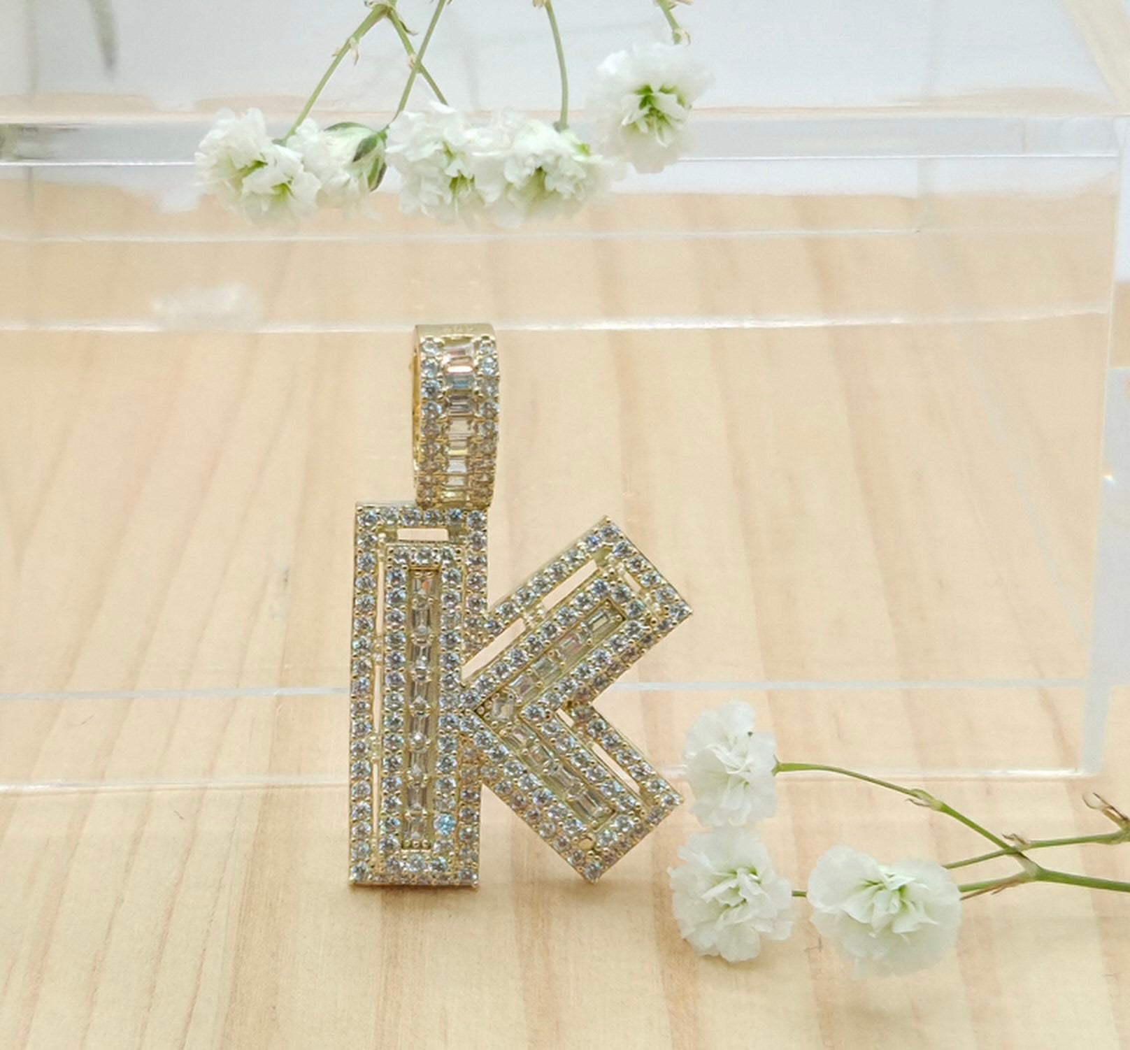 10K SMALL CZ "K" LETTER PENDANT – JY Jewelry Wholesale