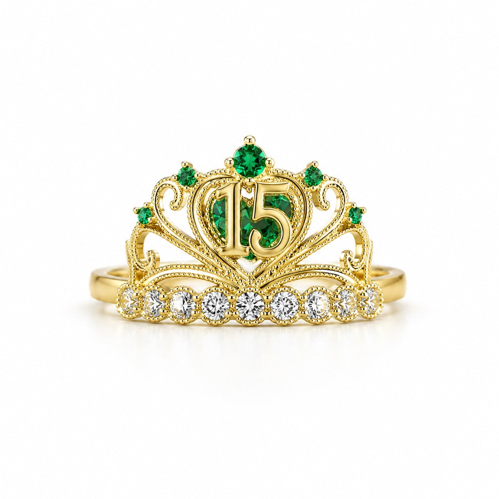 10K 15ANERA GREEN CROWN RING – 8 – JY Jewelry Wholesale