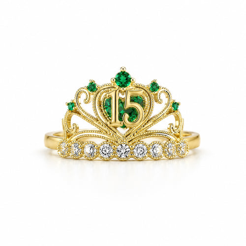 10K 15ANERA GREEN CROWN RING – 8 – JY Jewelry Wholesale