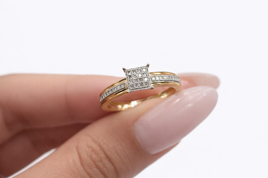 10K SQUARE DIAMOND ELEGANT RING – 7/0.26CT – JY Jewelry Wholesale