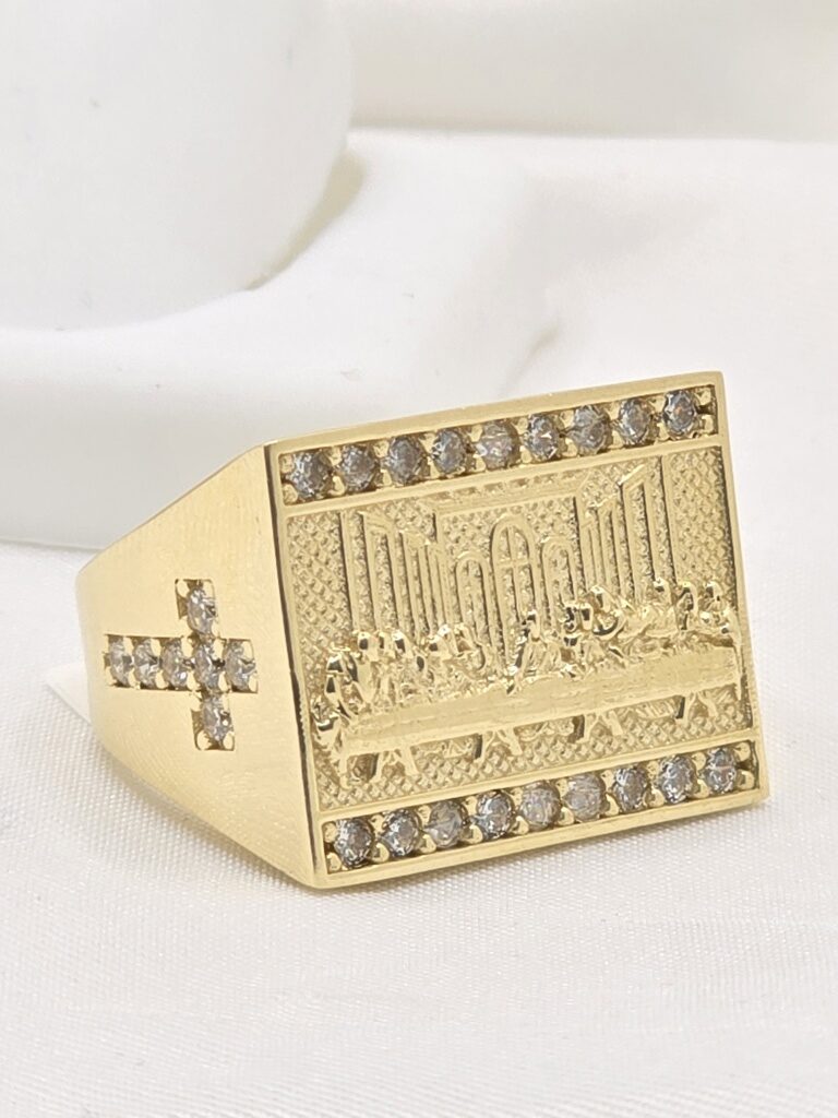 14K SQUARE THE LAS SUPPER DESIGN RING – 10 – JY Jewelry Wholesale