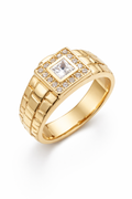 14K SQUARE EMBELLISHMENTS AND CZ DETAIL WOMAN RING – 10.5 – JY Jewelry Wholesale