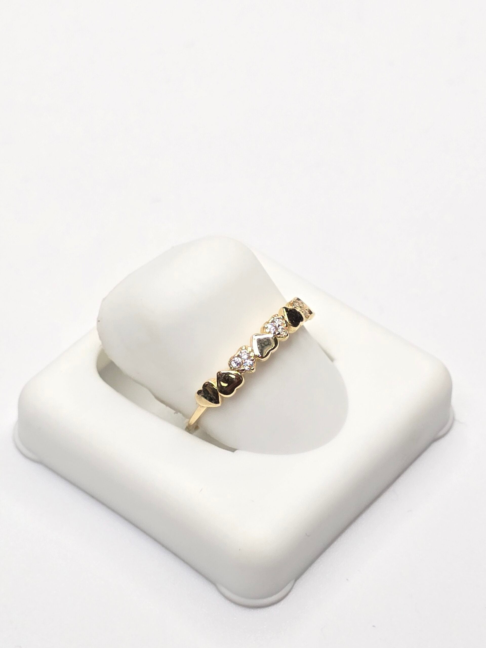 14K CZ AND PLAIN SMALL HEARTS RING – 7 – JY Jewelry Wholesale