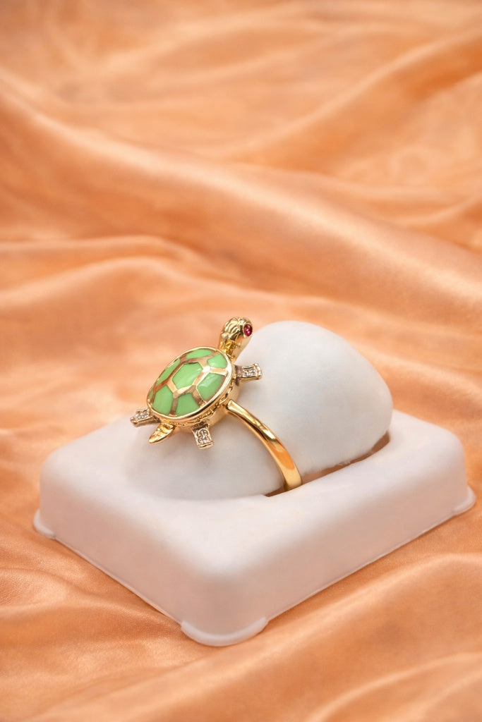 10K ANIMATED COLORED TURTLE RING GREEN – 7.5 – JY Jewelry Wholesale