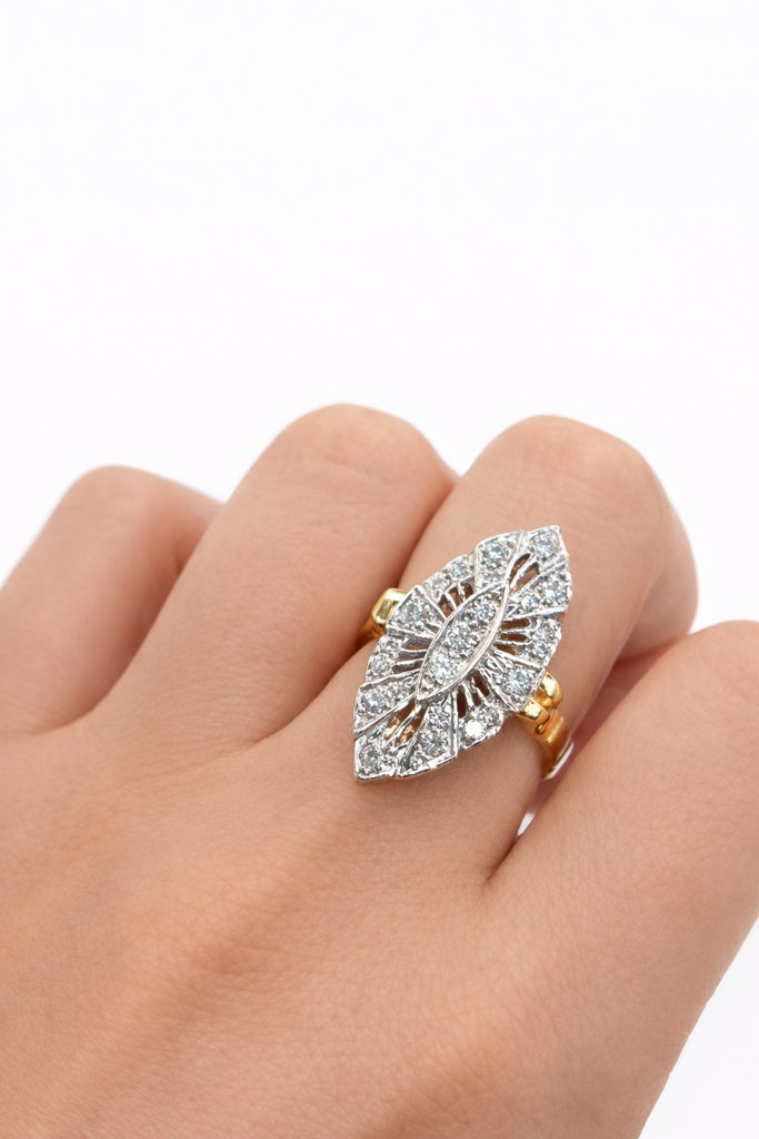 14K ELEGANT ALMOND SHAPE DIAMOND WOMAN'S RING – 6.5 – JY Jewelry Wholesale