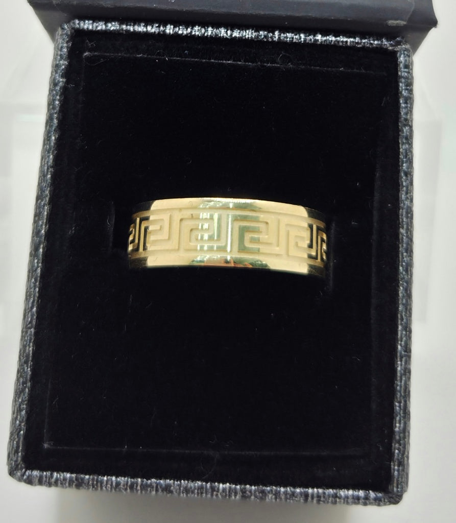 14K GREEK DESIGN ENGAGEMENT MAN'S RING – 14 6MM – JY Jewelry Wholesale