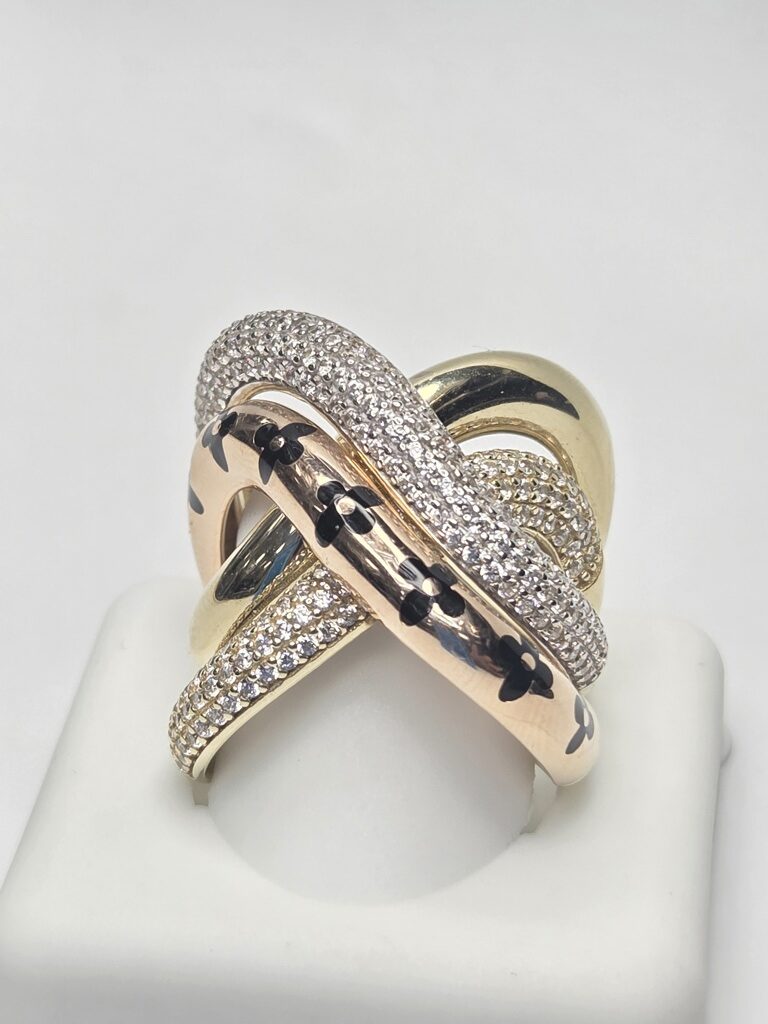 10K EXOTIC YELLOW AND ROSE GOLD DETAIL LUXURY STYLE WOMAN'S RING – 7 – JY Jewelry Wholesale