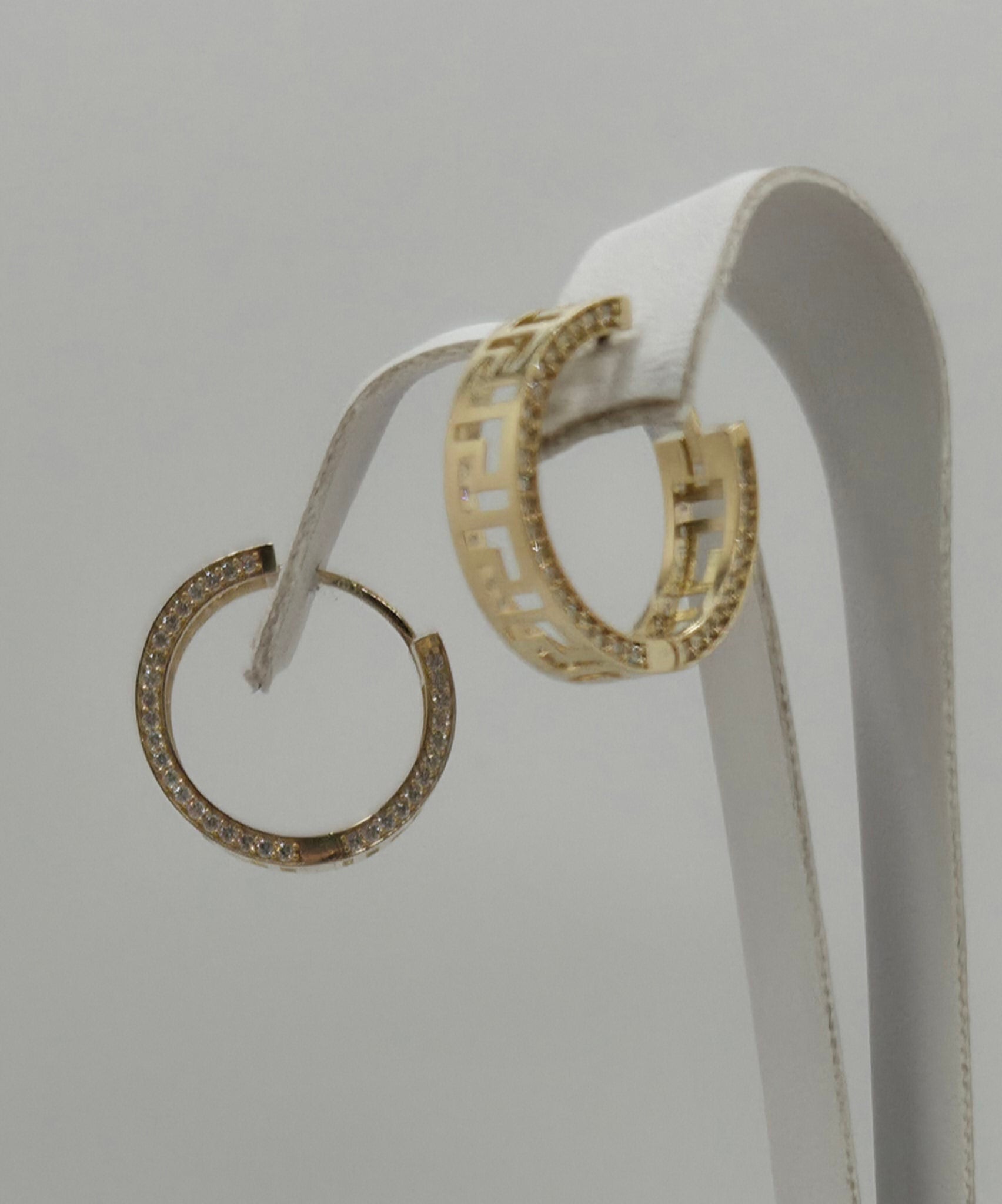 10K GREEK STYLE HOOPS EARRIN CZ – MEDIUM – JY Jewelry Wholesale