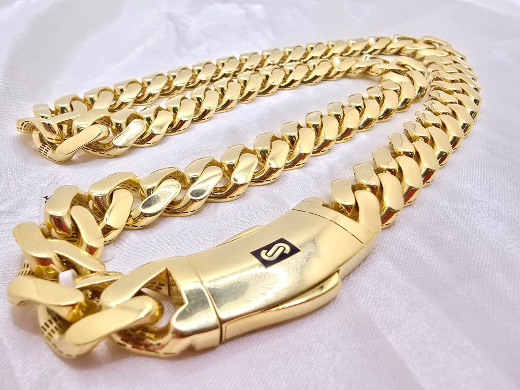 10K PLAIN CERTIFIED MONACO CHAIN – 11.5MM 24" – JY Jewelry Wholesale