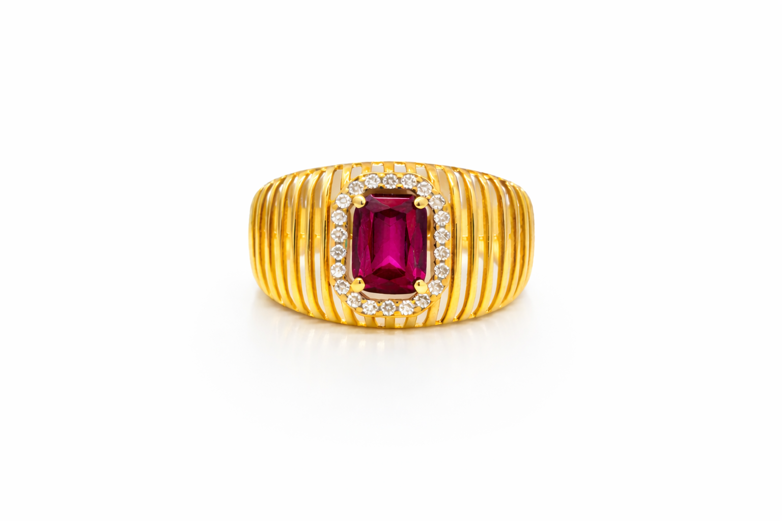 14K DELICATE BAR DESIGN BACKGROUND PINK STONE RING – 8 – JY Jewelry Wholesale