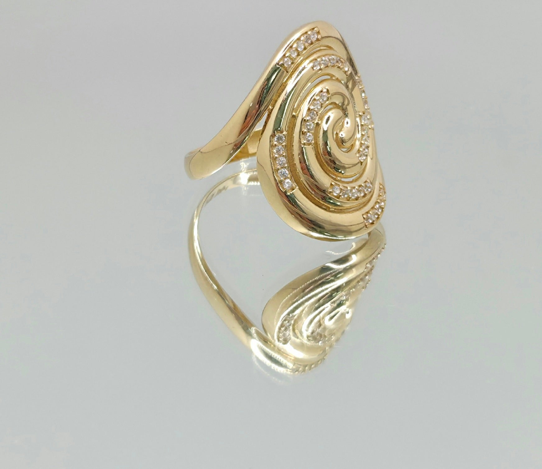 14K MODERN CZ SPIRAL RING – 7 – JY Jewelry Wholesale