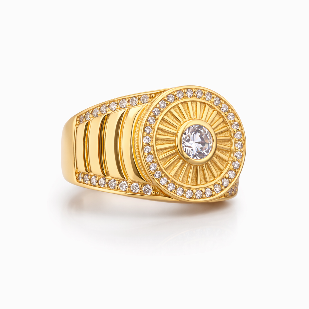 14K ELEGANT ROUND DESIGN STONE CENTER RING – 10 – JY Jewelry Wholesale