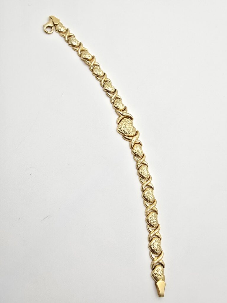 10K HEART XOXO LINK BRACELET – 7.5" – JY Jewelry Wholesale