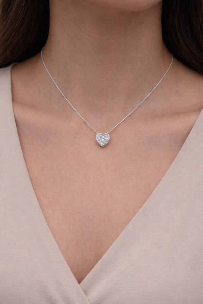 10K WHITE GOLD SMALL DIAMOND HEART PENDANT – JY Jewelry Wholesale