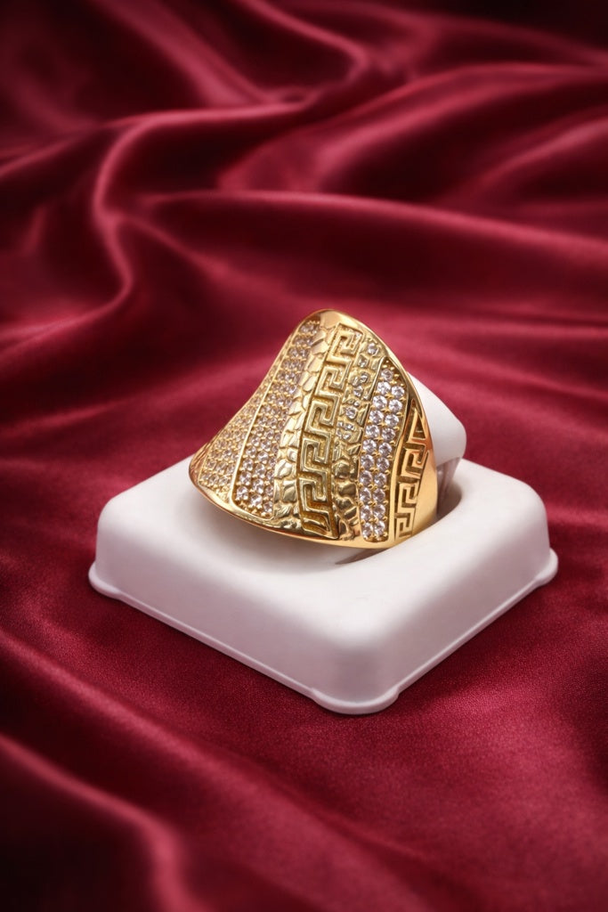10K CZ GREEK AND NUGGETS DETAILS WOMAN'S RING – 8 – JY Jewelry Wholesale