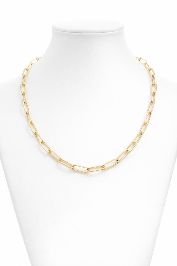 14K MODERN PAPER CLIP NECKLACE – 18" 5MM – JY Jewelry Wholesale