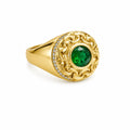 14K ELEGANT CHINO LINK FRAME GREEN STONE RING – 8 – JY Jewelry Wholesale