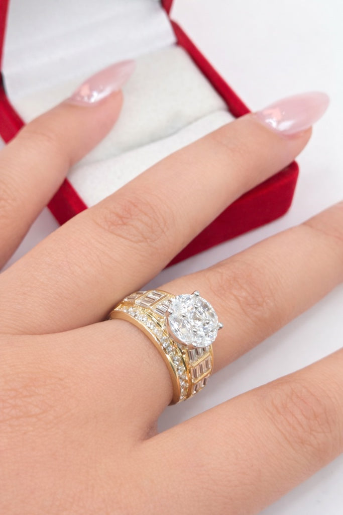 10K ELEGANT BAGUETTE ROUND DESIGN RING – 7 & 8 & 9 – JY Jewelry Wholesale
