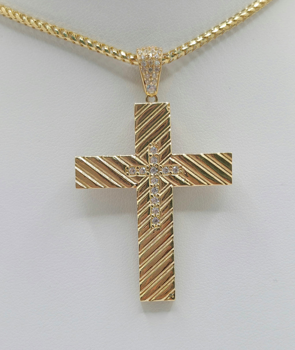 14K DIAGONAL CUT CZ CROSS PENDANT – JY Jewelry Wholesale