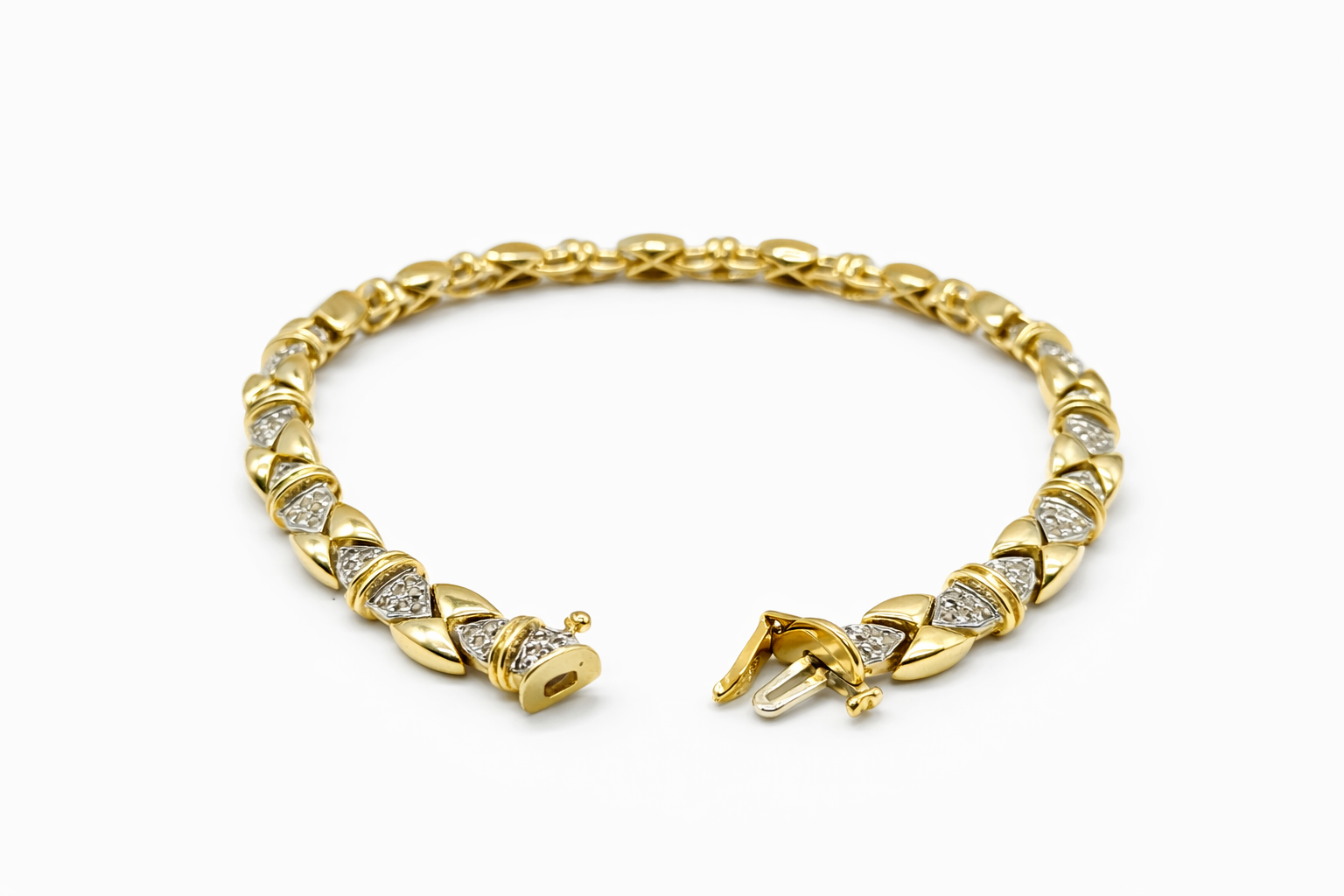 10K WHITE GOLD "X" DESIGN DIAMOND WOMAN'S BRACELET – 7" – JY Jewelry Wholesale