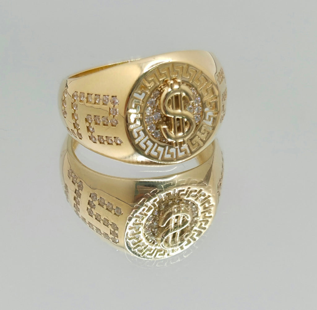 14K MONEY SYMBOL GREEK DESIGN RING – 12 – JY Jewelry Wholesale