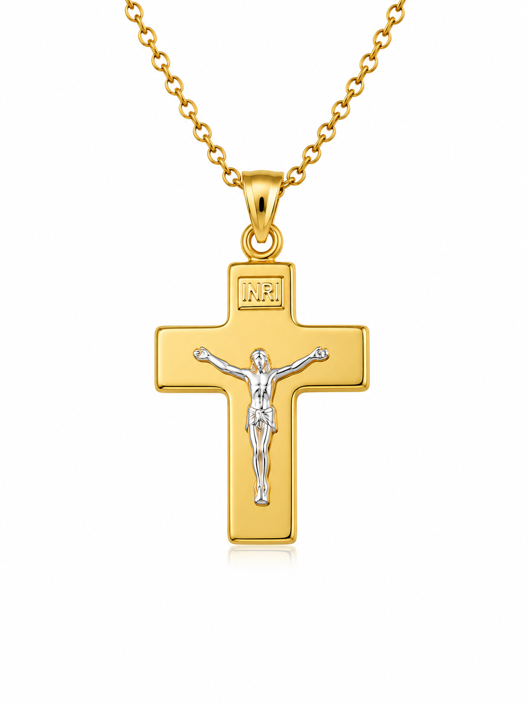 14K CROSS CHRIST TWO TONES PENDANT – JY Jewelry Wholesale