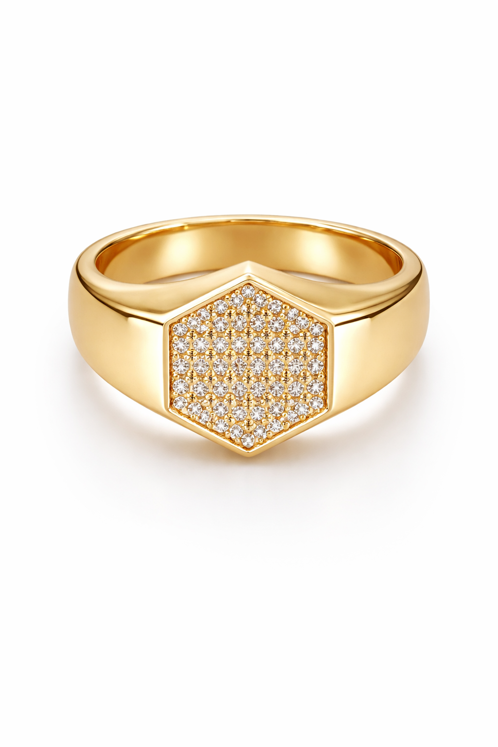 14K SIMPLE CZ HEXAGON DETAIL MAN'S RING – 9-11 – JY Jewelry Wholesale