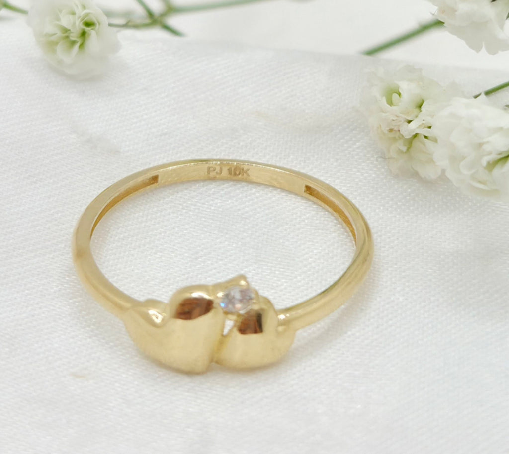 10K TWO SMALL HEARTS RING – 6-7 – JY Jewelry Wholesale