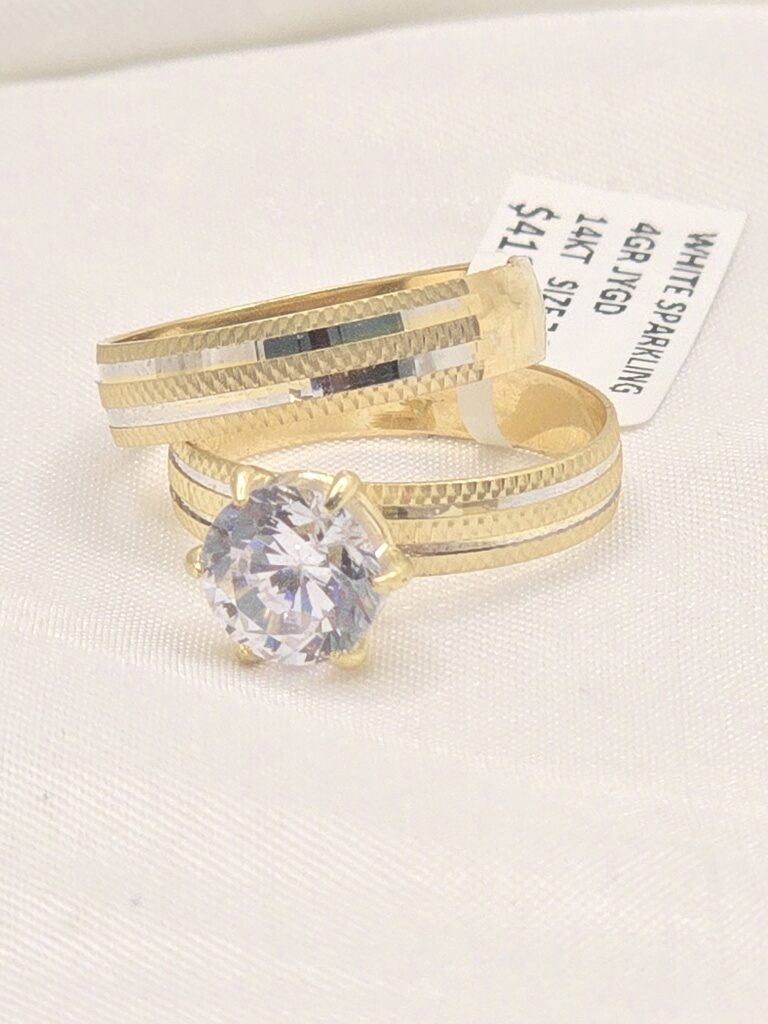 14K WHITE SPARKLIN DETAIL WOMAN'S ENGAGEMENT RING – 7 & 8 – JY Jewelry Wholesale