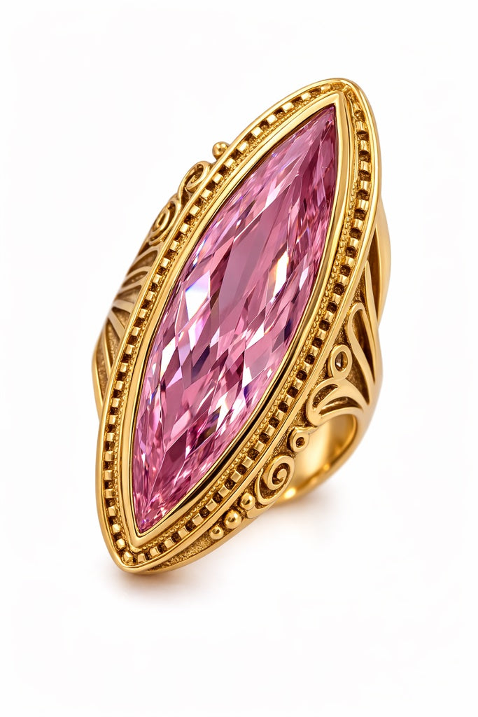 10K PINK ALMOND STONE RING – 7 – JY Jewelry Wholesale