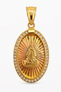 10K DIAMOND CUT BACKGROUND TWO TONE OVAL CARIDAD PENDANT – JY Jewelry Wholesale