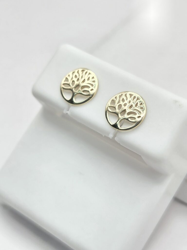 10K DELICATE TREE OF LIFE ROUND EARRINGS – JY Jewelry Wholesale