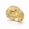 14K TWO-TONE QUADRICULAR RING WITH DETAIL OF A HORSE – 10 – JY Jewelry Wholesale