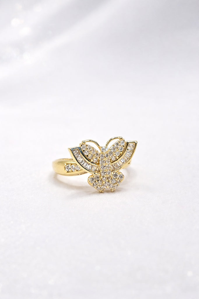 10K BAGUETTE DETAILS BUTTERFLY RING – 7 – JY Jewelry Wholesale