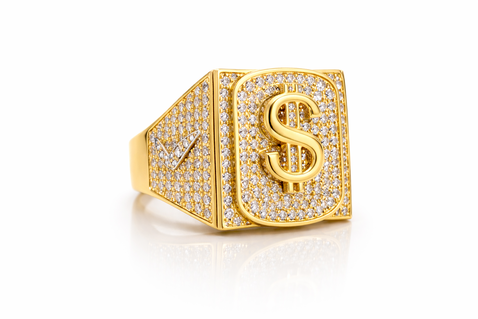 14K CZ BACKGROUND MONEY SYMBOL RING – 10 – JY Jewelry Wholesale